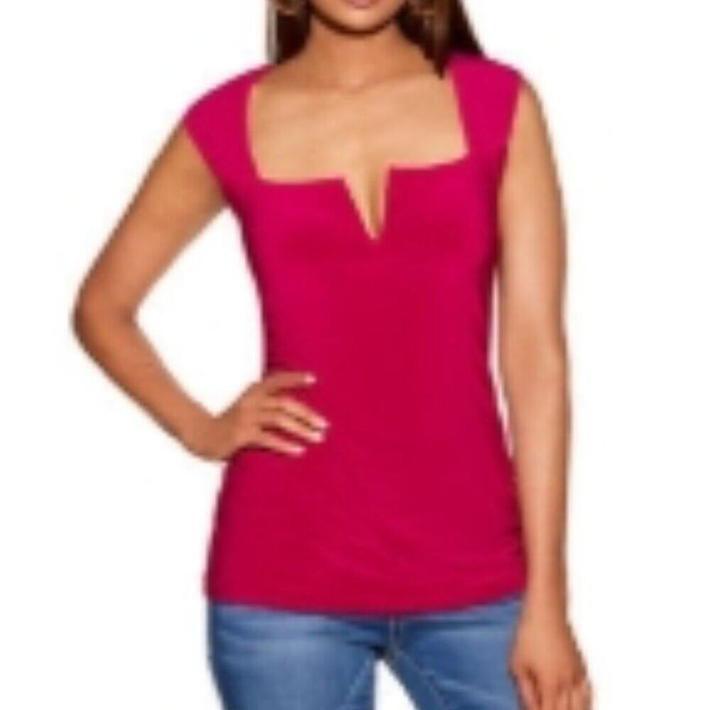 Boston Proper SWEETHEART OPEN BACK TOP Magenta